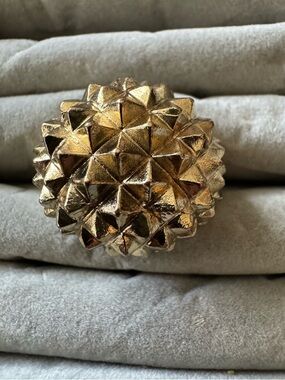 Kenneth Jay Lane Gold-tone Pyramid Stud Dome Cocktail Ring — Adjustable